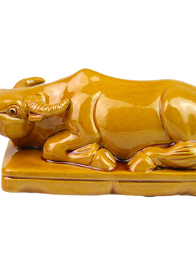 中式手工订制陶瓷卧牛摆件华尔街家居补角客厅工艺礼品装饰