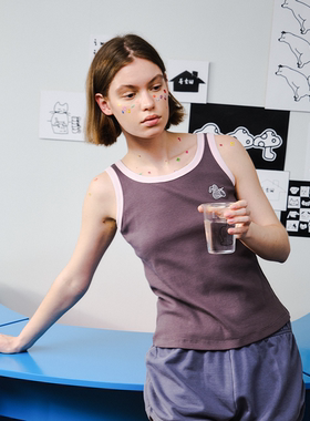 FTW美式圆领灰色吊带背心女2025夏美背内搭打底无袖辣妹修身上衣