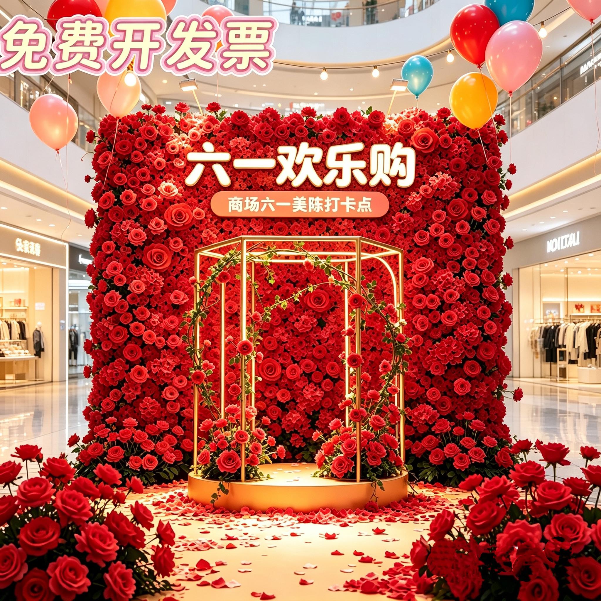 彷真花墙背景墙网红墙假花墙面装饰布景室内婚礼玫瑰花创意绢花
