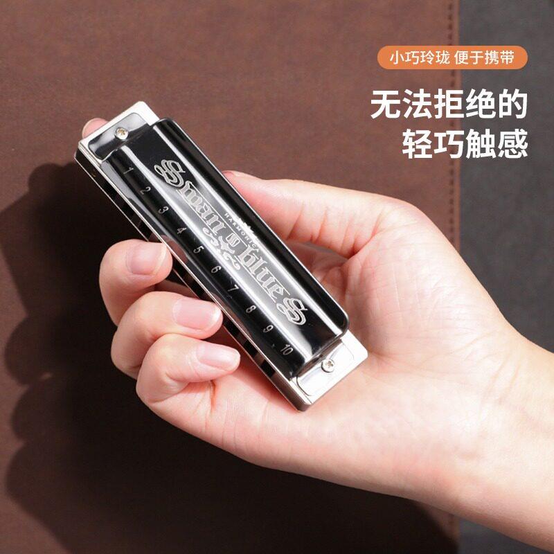 天鹅布鲁斯口琴10孔C调儿童初学者入门专业十孔蓝调正品paddy调音