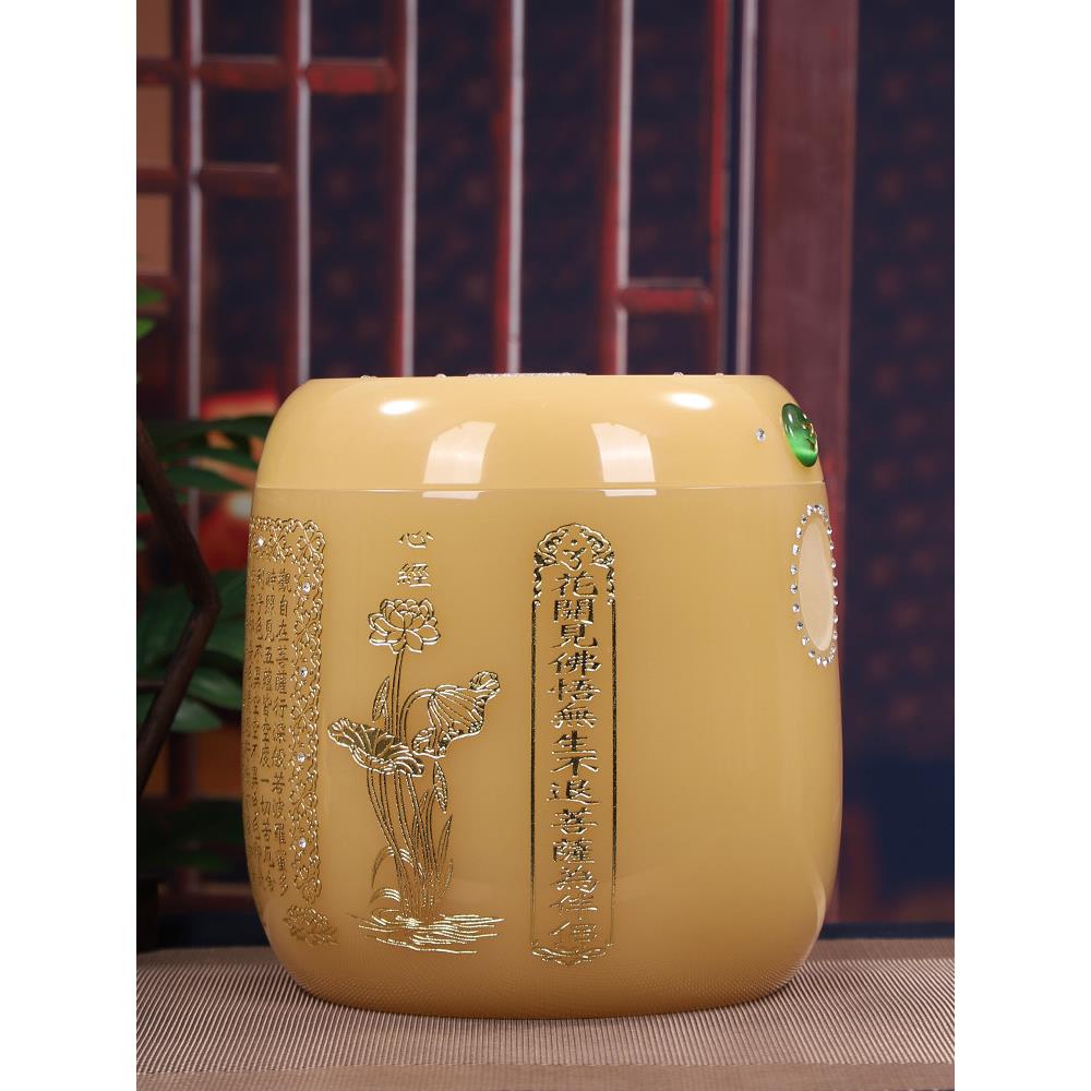 汉白玉港式骨灰坛罐玉石骨灰盒骨灰盅琉璃大号小号骨灰瓮殡葬用品