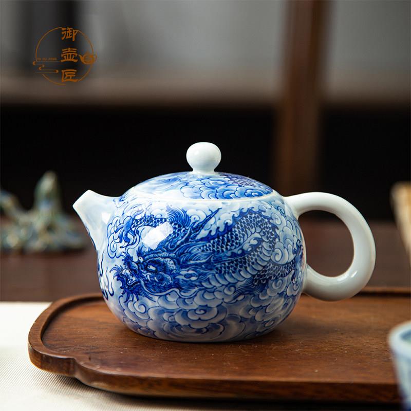 景德镇手绘青花茶具复古家用茶杯送礼茶具茶壶