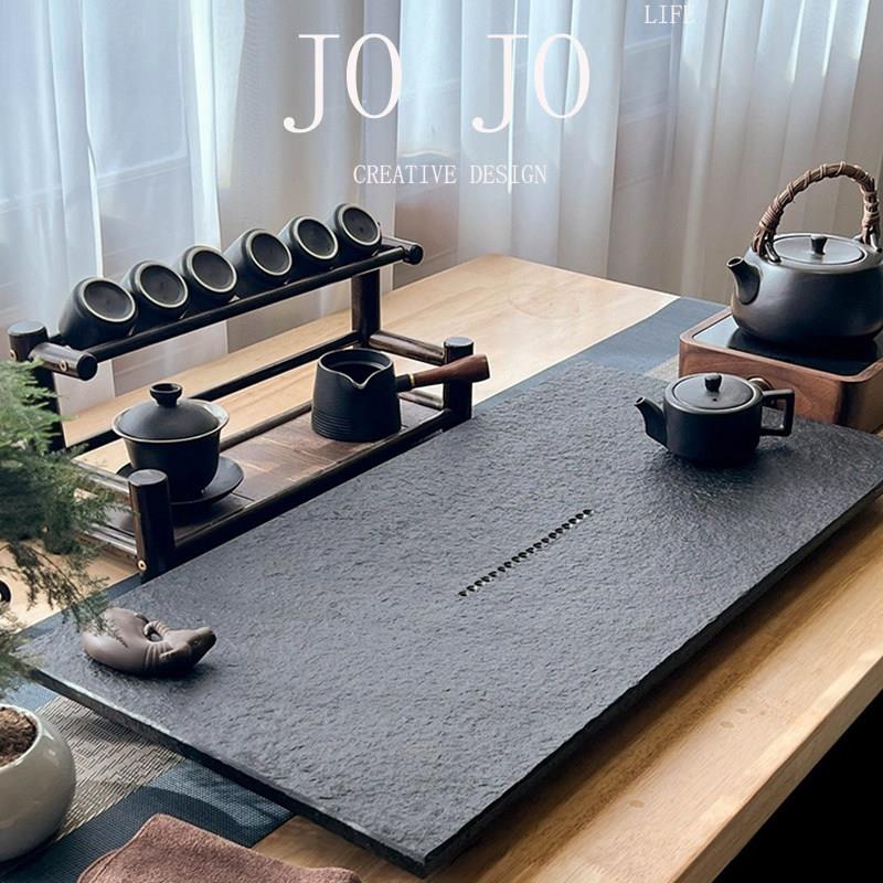 Jojo托盘集手工简单的自然黑金石茶具茶盘家用大小石茶桌
