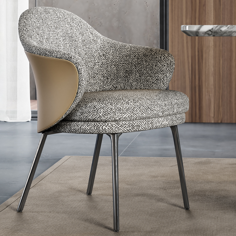 意式极简轻奢餐椅软包靠背椅