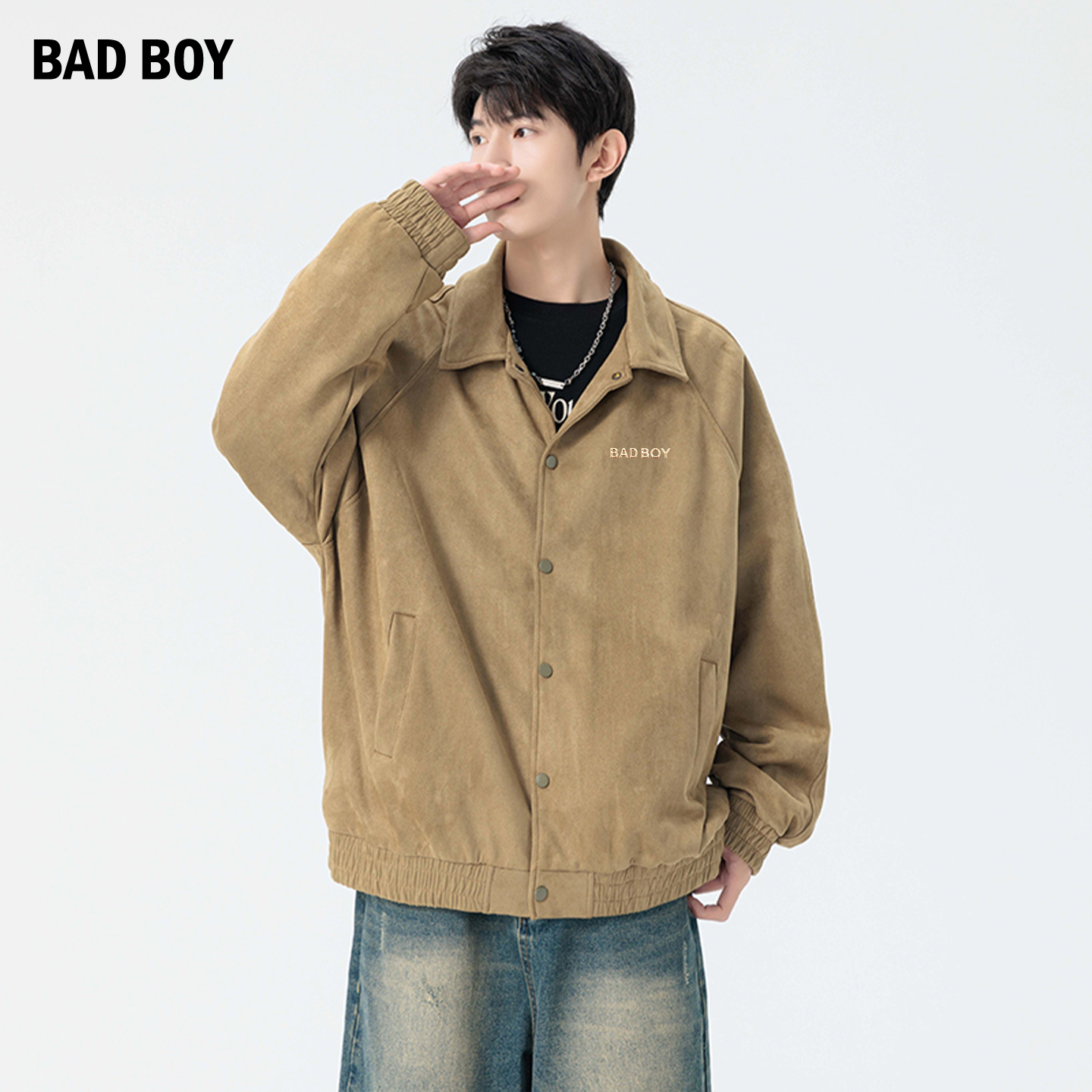 BADBOY男装美式复古麂皮夹克男