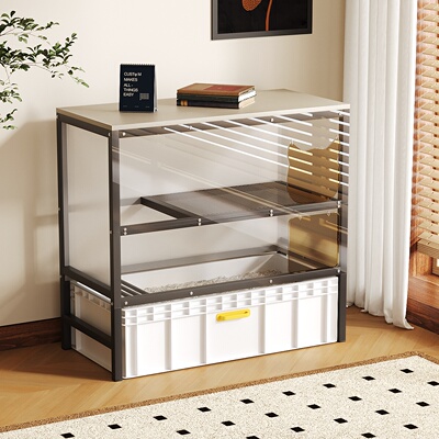 二代86cm全封闭柜子猫砂盆上方置物架一体双层超大号防外溅猫厕所