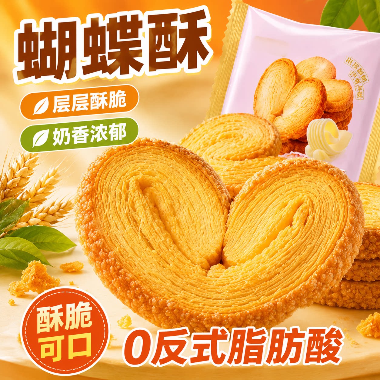 原味蝴蝶酥单包上海风味黄油千层酥脆传统糕点下午茶早餐休闲零食