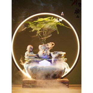 中式 禅意流水生财喷泉摆件水循环招财客厅办工室加湿乔迁新居礼品