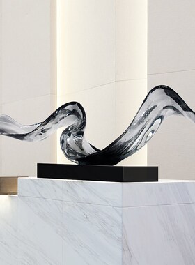 大型长条横向摆件轻奢高档高级感酒店大堂客厅玄关雕塑装饰品艺术