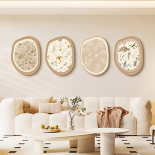 轻法式 饰画现代简约餐厅墙壁画原木风沙发背景墙挂画 奶油风客厅装