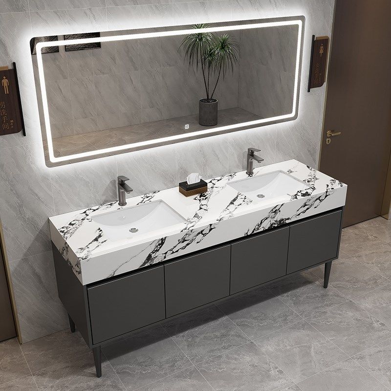 公共卫生间岩板双盆浴室柜组合落地式洗漱台耐磨防潮双槽洗漱台盆,家装主材,浴室柜组合,淘宝优惠券,粉丝福利购,淘宝优惠卷