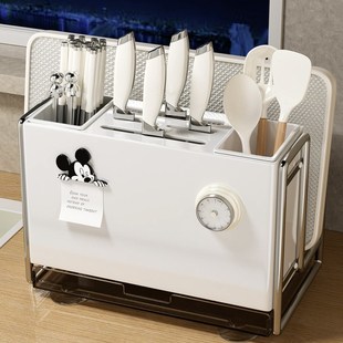 厨房置物架刀架一体置物架带磁吸菜刀放砧板刀具收纳架锅盖架筷子