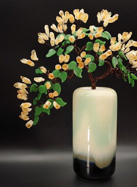 黄水晶发财树黄水晶摇钱树家居摆件客厅玄关酒柜店铺开业乔迁送礼