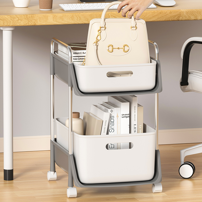 桌下可移动置物架带轮桌面工位神器书桌书包书架办公室包包收纳柜