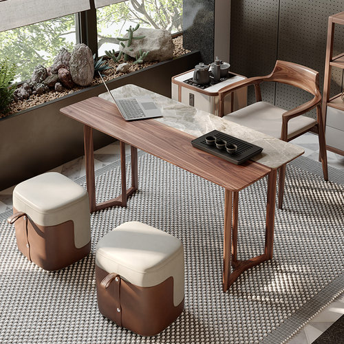 听雨茶桌小茶台干泡台实木客厅阳台办公室书房家用书桌一体两用