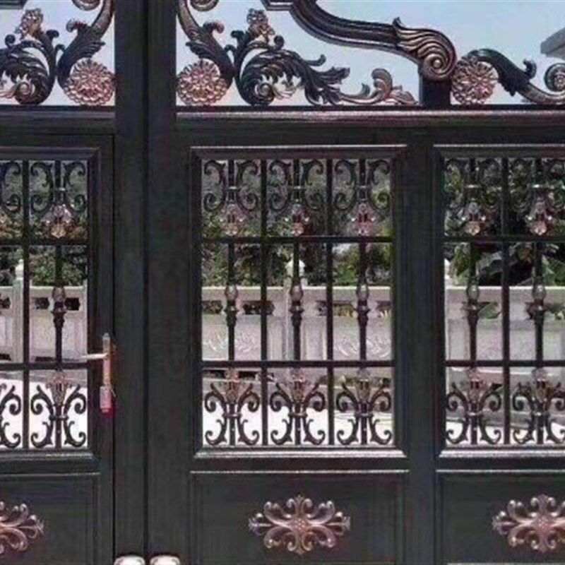 电动庭院别墅大门铝合金自动平移转弯家用智能遥控关乡村院子门