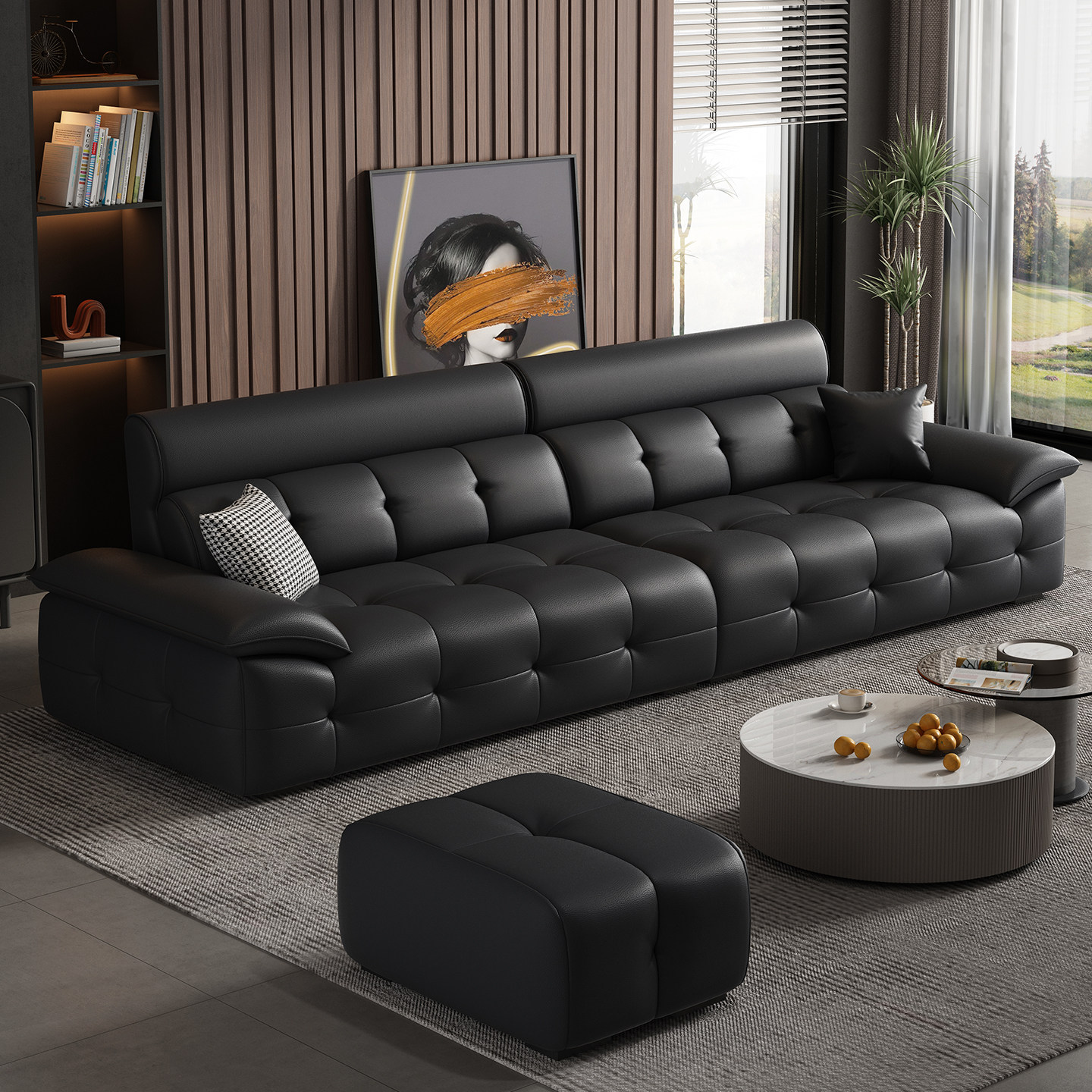 意式轻奢真皮沙发客厅2025新款大小户型现代简约直排贵妃转角沙发,住宅家具,皮艺沙发,淘宝优惠券,粉丝福利购,淘宝优惠卷