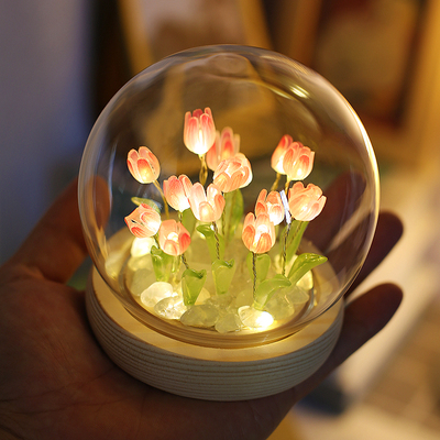 DIY手工艺品生日礼物闺蜜郁金香花束小夜灯男生送女友圣诞节摆件