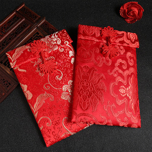 2万元锦缎布艺红包精美孔雀结排扣婚庆结婚绸缎利是封手工