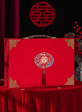 彩礼钱盒子订婚礼金箱结婚现金聘金聘礼盒提亲红包压钱箱直销龙凤