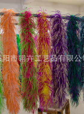 工厂双色多层鸵鸟毛条网红连衣裙