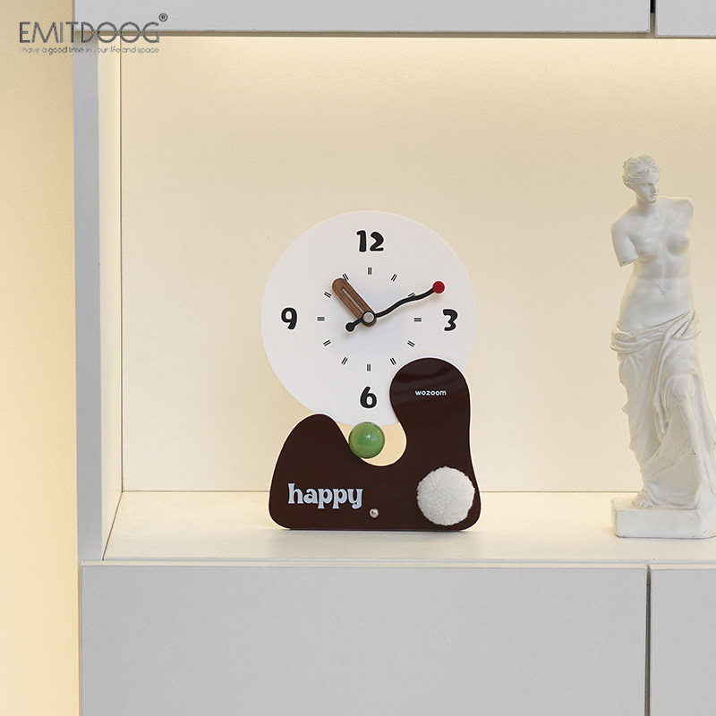 EMITDOOG客厅入户玄关摆件电视柜钟表摆放式家居桌面装饰品时钟