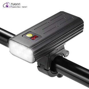 USB可充电自行车头灯带数字显示屏超亮3000流明头灯防水 前灯手电