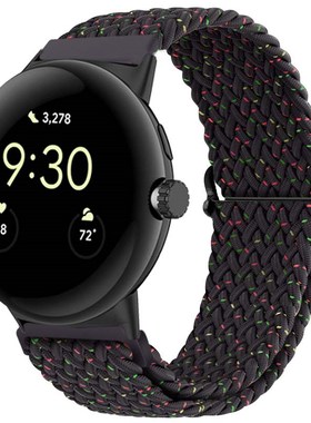 适用Google Pixel Watch3/2智能手表带谷歌Pixel弹力尼龙编织腕带