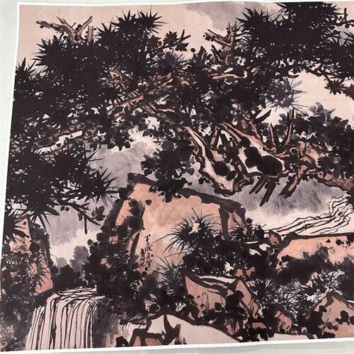 潘天寿国画雨霁复古书画真迹微喷仿古画装裱客厅玄关挂画装饰画