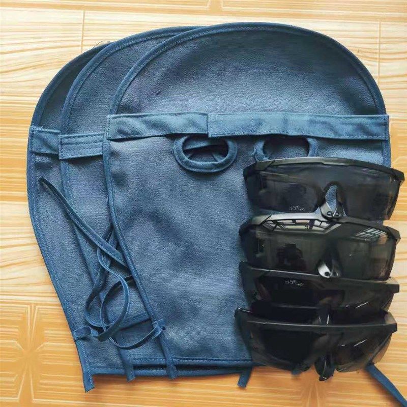 电焊工面罩护脸电焊防护用品防拷脸焊工眼镜布料帆布二保焊加长