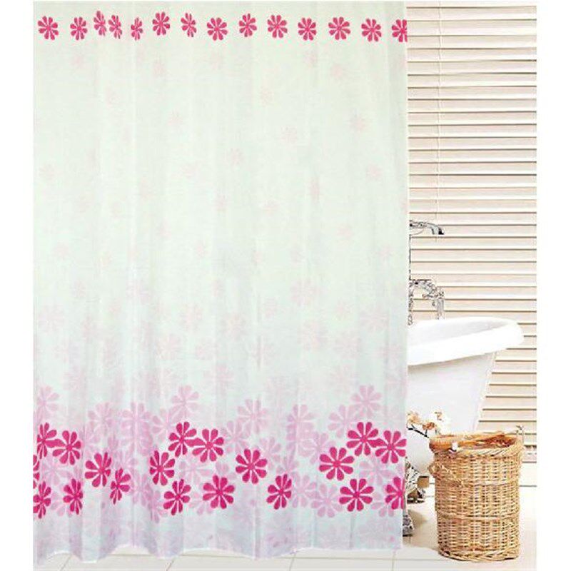 朵涤纶布料浴帘蓝色桃防水加厚浴室帘帘防水隔帘