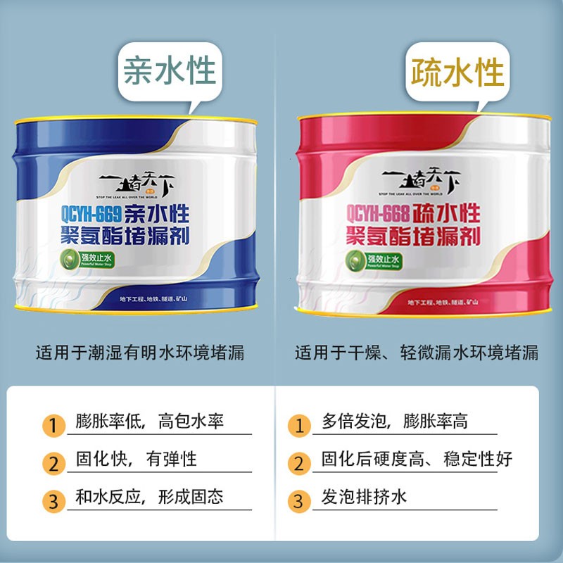 聚氨酯注浆液油性水性发泡剂防水补漏高压注浆机屋顶堵漏灌浆材料