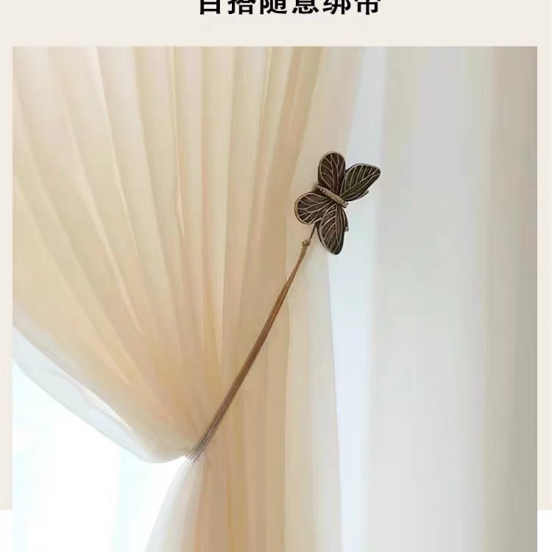 复古古铜色蝴蝶窗帘磁铁扣绑带捆绳带绳免打孔磁性绑绳帘钩