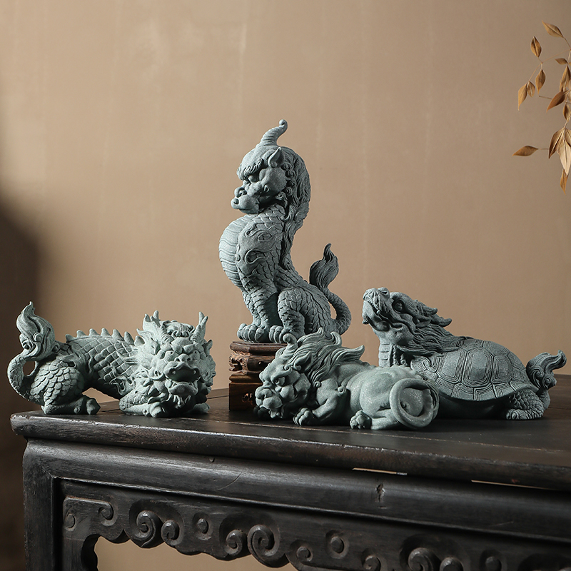 辉道 茶宠山海经神兽麒麟龙龟摆件创意复古貔貅国潮送礼鱼缸造景