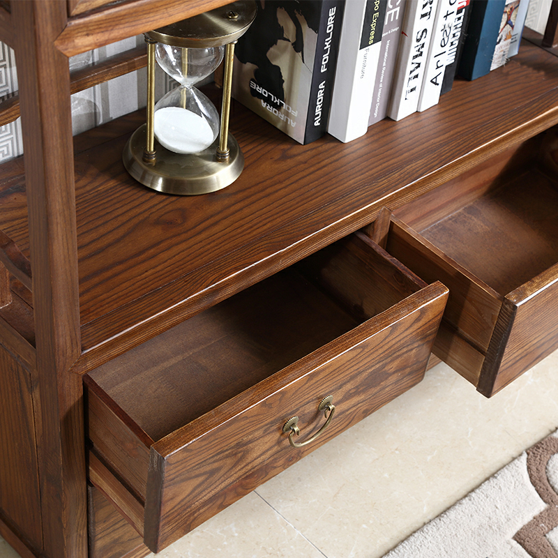 博古架实木中式置物古董茶室茶叶茶具架展示柜榆木博物多宝阁