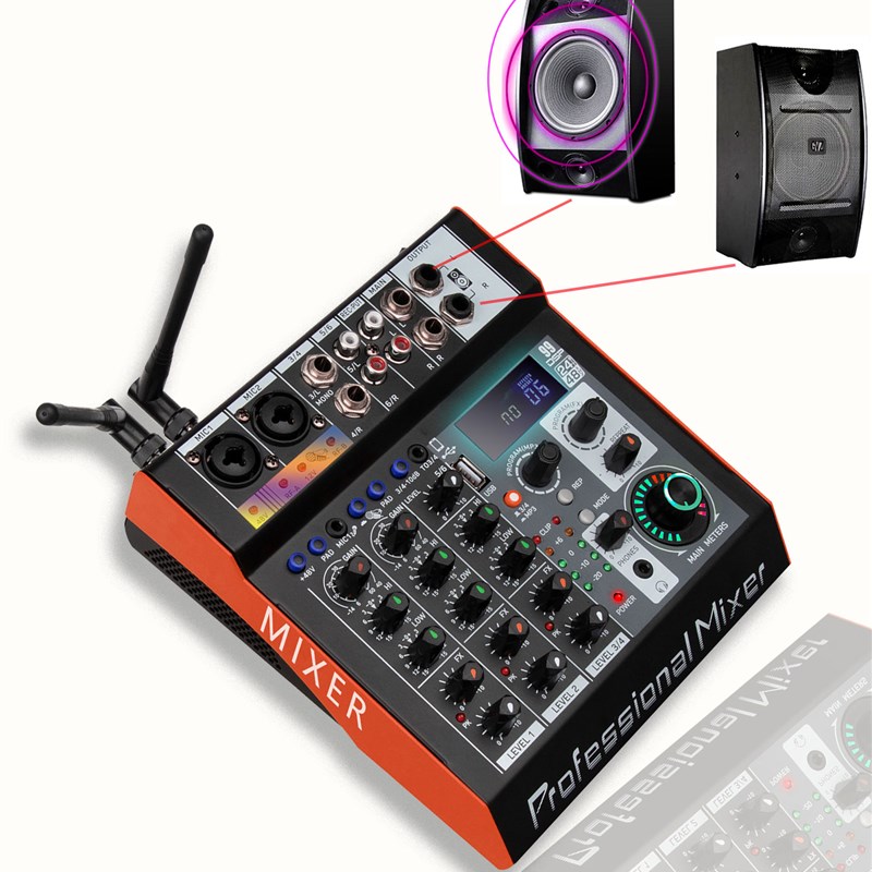 小型调音台无线话筒效果器功放一体机