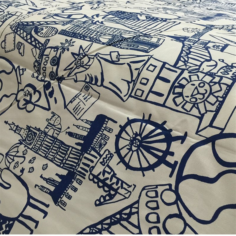 2.4米宽幅棉麻布料沙发盖巾布料卡通风格桌布窗帘面料加厚帆布