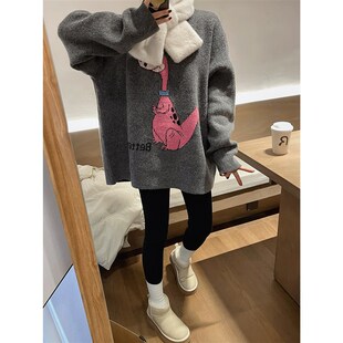 爱情魔鬼b鱼 2023冬季新款韩版毛衣女套头加厚宽松时尚慵懒风上衣