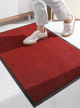 红色喜庆入户门地垫乔迁进门脚垫防滑蹭灰L圈丝门垫地毯易打理清