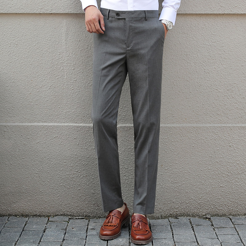 灰色西裤男夏季直筒职业商务正装长裤休闲男士西服修身西装裤子夏