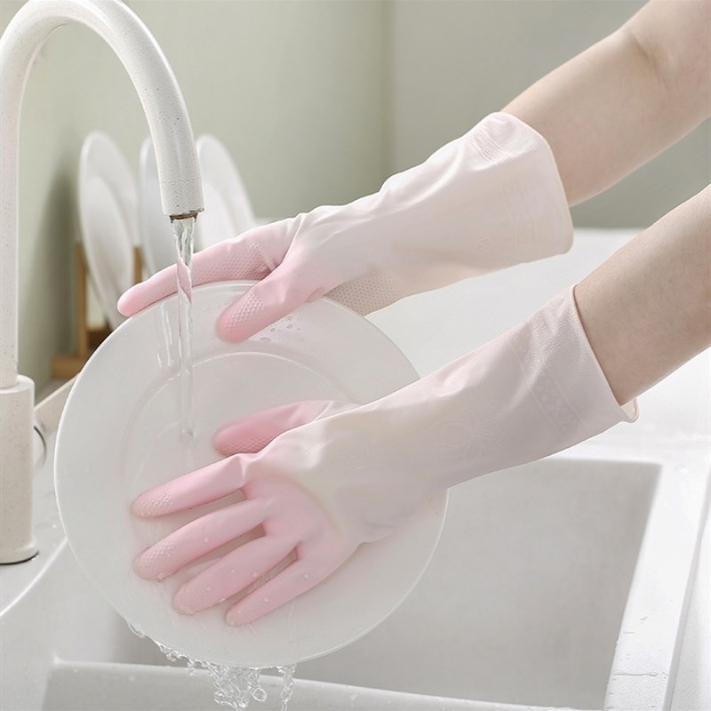 女士干活专用手套薄款做家务厨房清洁饭店洗碗胶皮U防水超耐磨劳