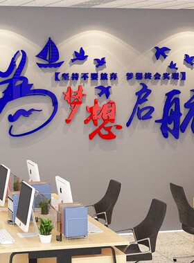 梦想启航墙立体培训班装饰励志标语班级纸