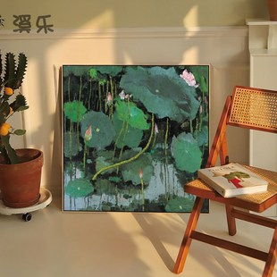 吴冠中装饰画荷新水墨画客厅书房名画玄关挂画卉睡莲挂画