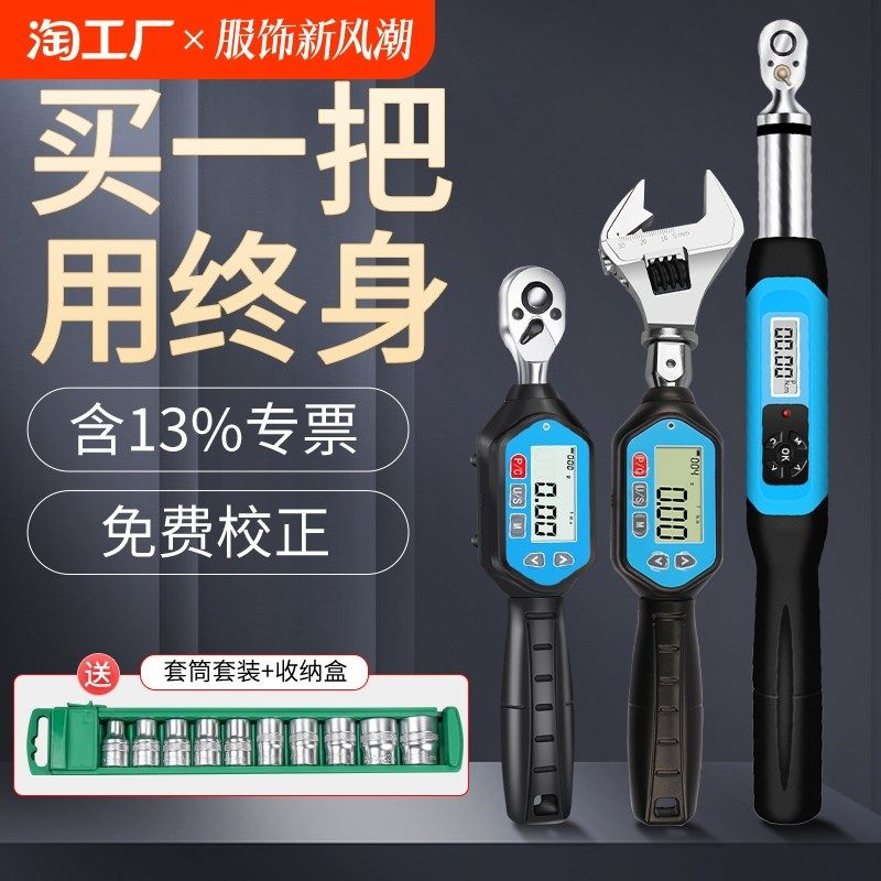 电子数显扭力扳手高精度力矩扳手扭矩G公斤可调式活动开口头测试