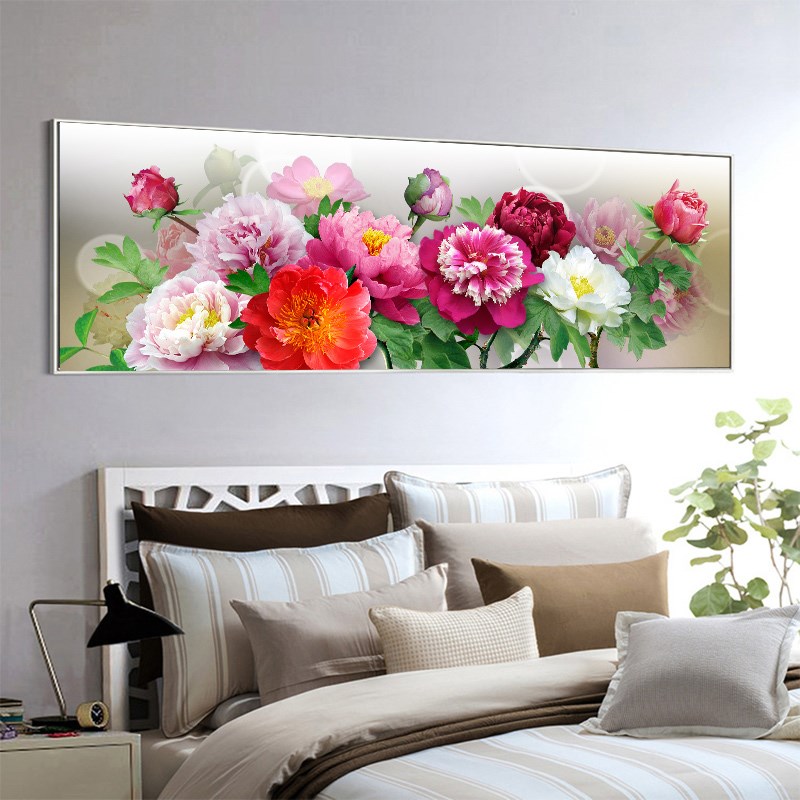 宣绒布钻石画2024新款客厅花开富贵满钻5D钻石绣卧室群芳争艳