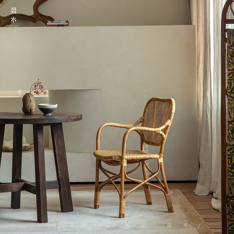 叕木东南亚藤艺\天然真藤创意藤编餐书桌椅客厅家用阳台休闲椅