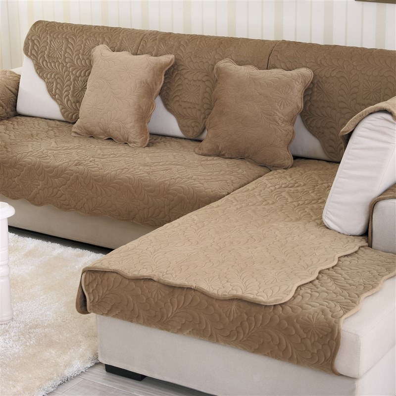 纯色短毛绒沙发垫布艺现代坐垫欧式沙发垫子防滑罩保暖四季