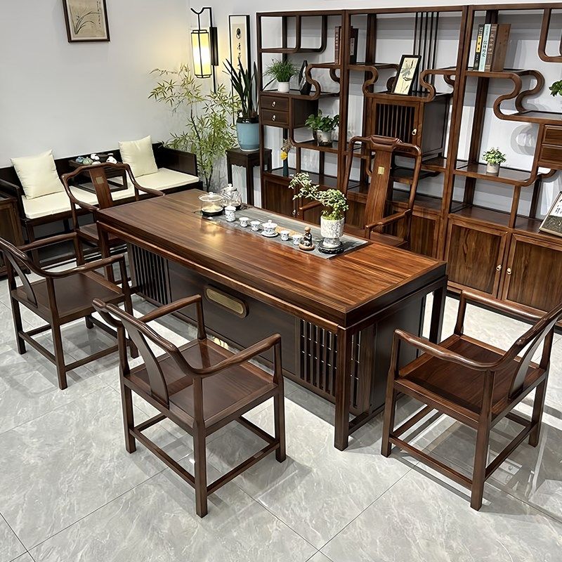 新中式乌金木茶桌椅组合办公室客厅实木泡茶桌阳台家用干泡小茶台,住宅家具,家用茶台/茶桌,淘宝优惠券,粉丝福利购,淘宝优惠卷