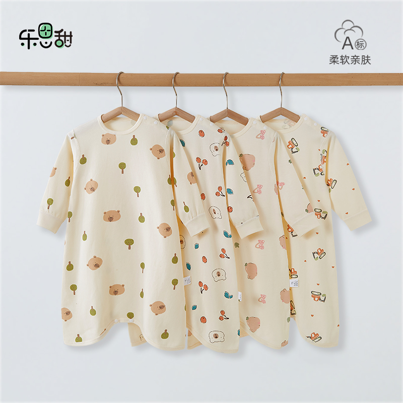 婴儿睡袍防踢被春秋纯棉连体衣睡袋宝宝睡衣长袖家居服新生儿衣服
