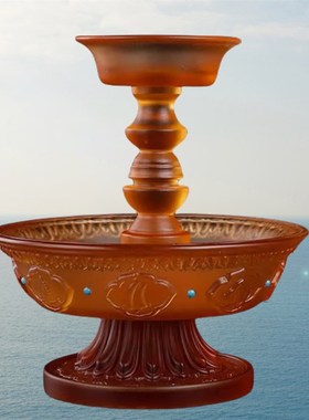 藏式古法琉璃供护法杯密宗法器修行供水杯琉璃八吉祥X酒杯家用摆